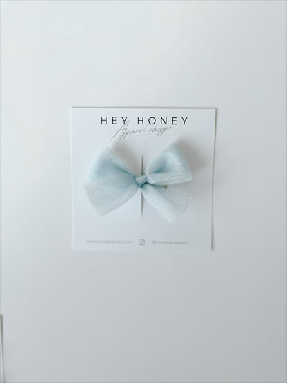 Baby Blue Tulle Bow
