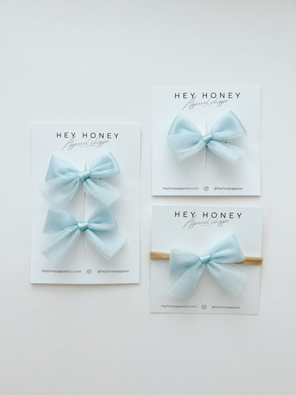 Baby Blue Tulle Bow