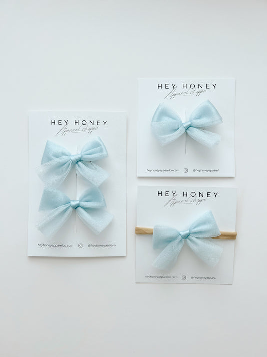 Baby Blue Tulle Bow